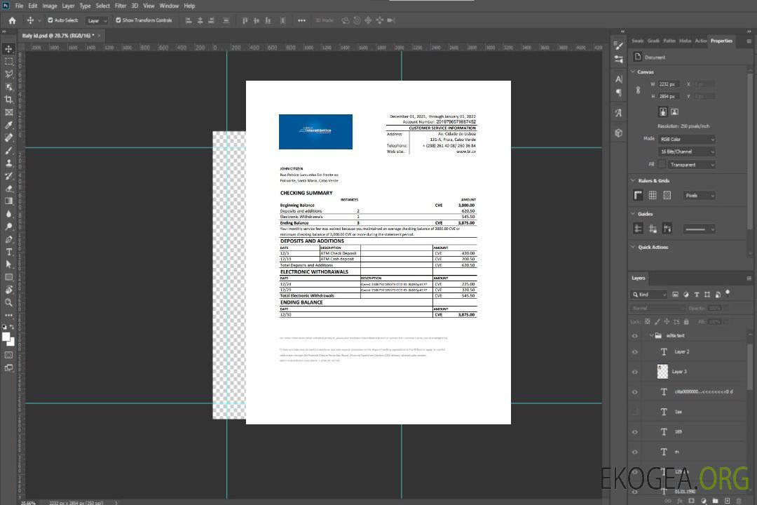 Modèle Excel et PDF de relevé bancaire Cabo Verde Banco Inter-Atlântico (AutoSum) template